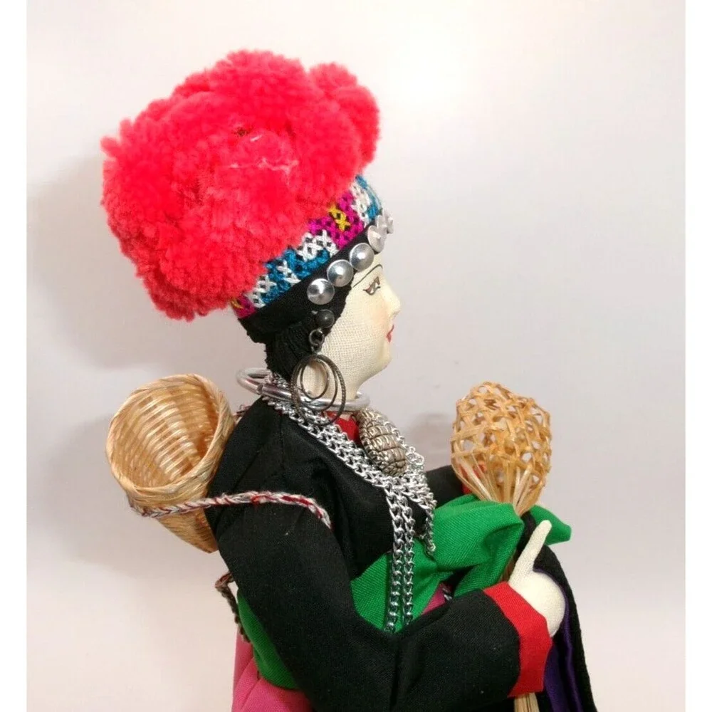 House Of Handicrafts Folk Art Doll Meo Lai by Artist Vanida Stockinette Face 10